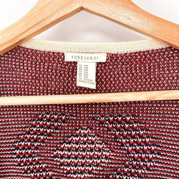 Aztec Boho Knit Open Front Draped Cardigan Kimono Cape Shawl Small Medium - Picture 7 of 8